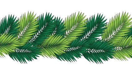 Seamless Vector Illustration of Dense Tropical Palm Fronds Border in Light and Dark Green