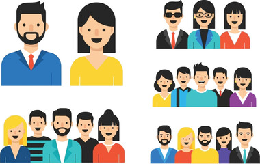 Diverse Group of People Avatars Representing Community and Teamwork