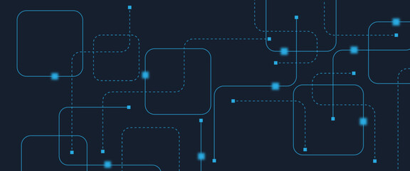Abstract digital AI circuit board background with tech icons. Digital technology motherboard texture design. Engineering circuit board concept for poster, header, banner, website, presentation