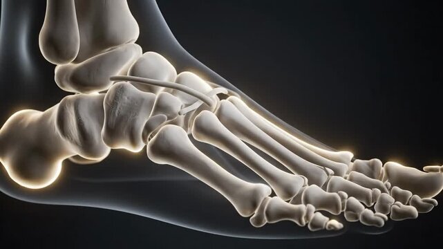 3D Human Foot Skeleton Anatomy Animation - Medical X-ray