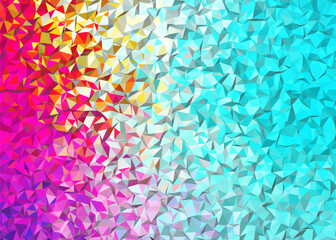 Colorful abstract low-poly background. Dynamic geometric mosaic with a radiant gradient from warm pinks and yellows to cool blues, creating a modern digital design