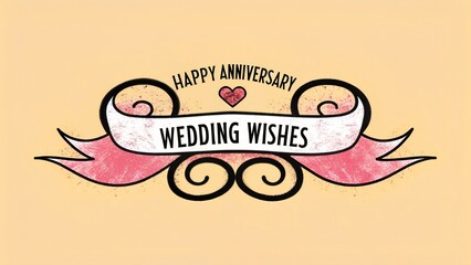 Happy anniversary wedding wish lettering text
