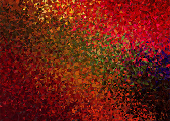 Abstract background with shimmering, angular facets forming a dynamic mosaic. Warm hues of red, orange, and gold create a dazzling play of fractured light and vibrant brilliance