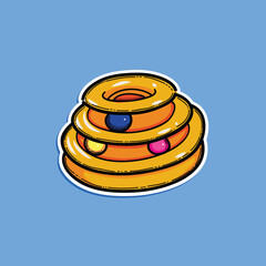 A colorful and playful illustration of an interactive cat tower track toy with rolling balls, designed to stimulate curiosity and encourage active play for indoor cats.