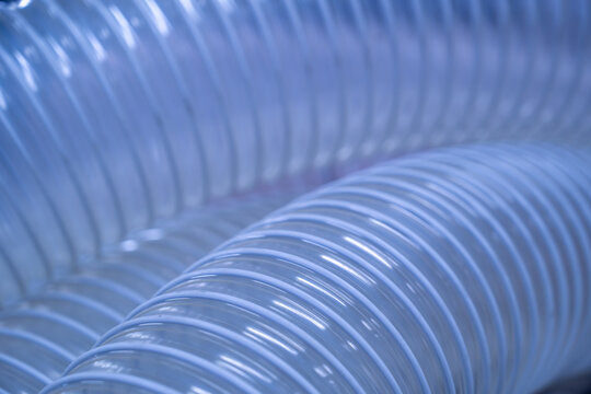 Flexible PUR antistatic suction hose for air conditioning, background flexi hose, industrial ventilation.	