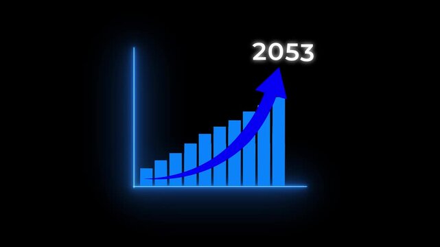 2053 new year business background.Business analyzes business growth by graphics, Target plan. Growth, arrow up. Finance, Bar graph going.