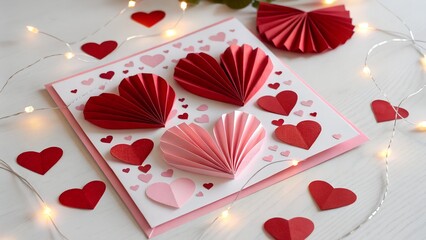 Happy valentine day wishes card with paper heart design