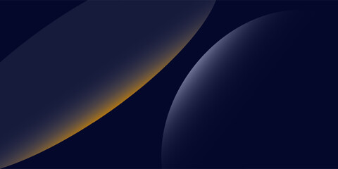 Navy blue abstract background with halftone golden lines delicate pattern. Small light spot box. Curve line, cosmic galaxy space. Festive BG for social media, birthday party invitation.