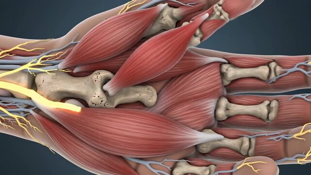 3D Animation of Human Opponens Digiti Minimi Muscle and Anatomy