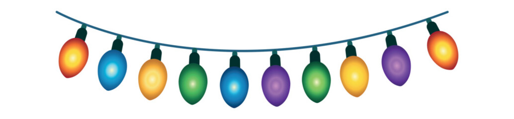 Colorful Holiday Light String with Ten Glowing Bulbs