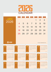 calendar template with abstract geometric design illustration