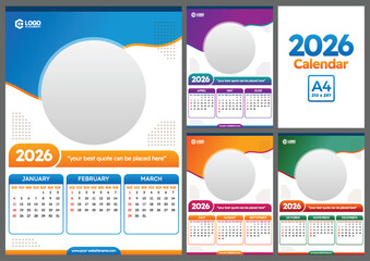 calendar template with abstract geometric design illustration
