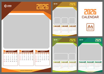 calendar template with abstract geometric design illustration