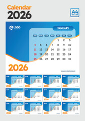 calendar template with abstract geometric design illustration