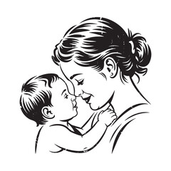 A tender moment mother lovingly gazing at her baby in arms