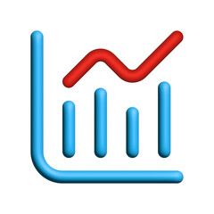 3D Bar and Line Chart Icon on Transparent Background. Ideal for Business Analytics, Finance Dashboards, Marketing Presentations, App, and Data-Driven Branding Visuals.