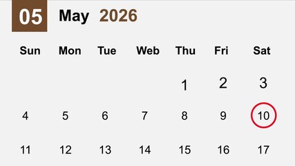 Calendar May 2026 Weekly Planner Digital Date Organizer Business Productivity