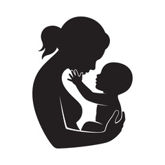 A loving mother and baby silhouette a tender moment of maternal care