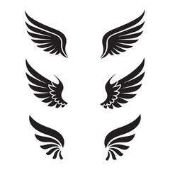 Wings flat icon. wings badges set. wing symbol. Vector illustration on a white background