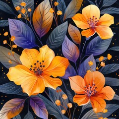 Orange and Purple Flower Collage