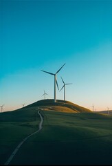 wind turbine at sunset