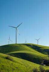 wind turbine on a green field