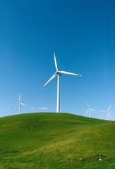 wind turbine on green field