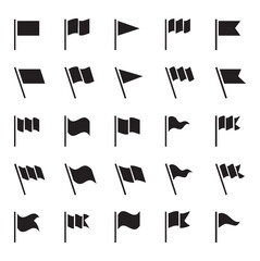Set of Minimalist Flag and Pennant Icons