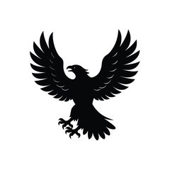 Flying eagle vector silhouette illustration isolated on white background with outstretched wings