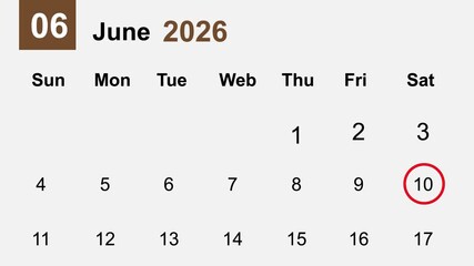 Calendar June 2026 Digital Date Planner Weekly Schedule Template