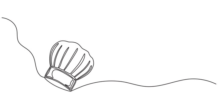 Drawing of a single continuous line of a chef's hat . Symbol of cafe , cooking in a simple one line style. Vector editable illustration, Chef Hat Continuous Line Icon, One line drawing illustration.
