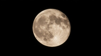 Obraz premium phase. A detailed closeup of the full moon, showcasing its textured surface against the dark expanse of space. STEM education sheets.