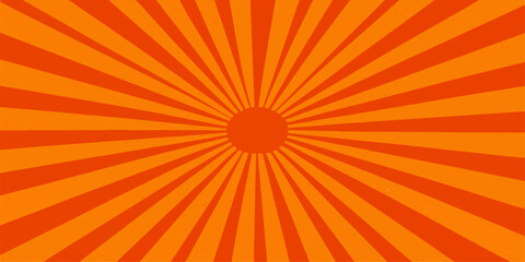 Abstract orange background illustration with a bright sunburst vector design featuring yellow rays of light