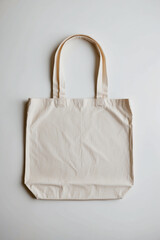 White tote bag on white background. Applicable for design and branding