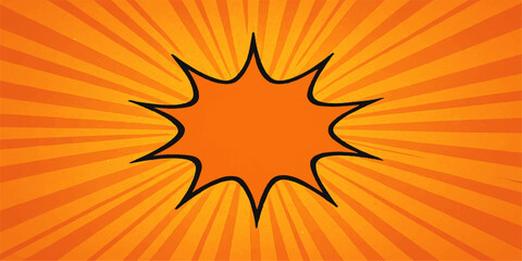 Abstract orange vector illustration of a sunny summer symbol with bright yellow heat rays and a warm light design