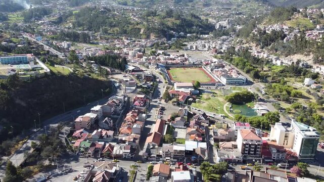 Aerial View of La Playa Neighborhood in Azogues, Canar, Ecuador