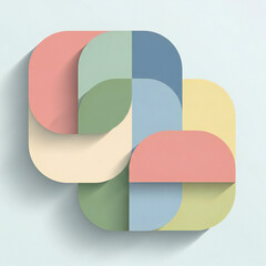 Minimal Geometric Abstract Background with Rounded Shapes, Soft Shadows, Muted Pastel Tones and Clean Modern Layout High-Resolution Premium Design for Branding, Web and UI Projects