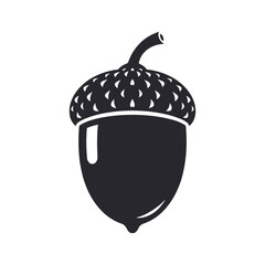 Simple black acorn icon on white background © NahidaStock
