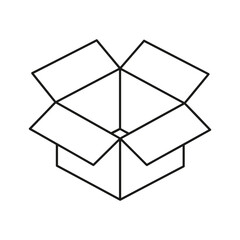 Open box with flaps up and empty space inside