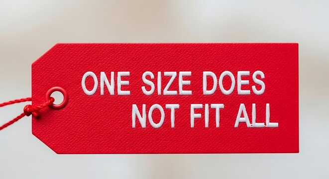 Red tag with the slogan one size does not fit all