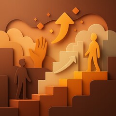 A social equality concept rendered through stacked surfaces symbolizing barriers, pathways, and elevated opportunities. Gradients and precise shadows reveal contrast while floating shapes