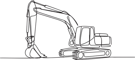 Obraz premium Excavator Continuous Line Drawing.one line vector illustration with out background
