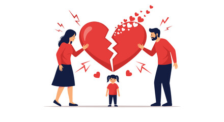 Family faces heartbreak as parents pull apart leaving a child in the middle and a scene of emotional tension and hopeful resilience.