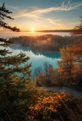 sunrise over the lake