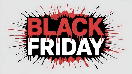 Bold black friday sale announcement with dynamic paint splatter and explosive design elements