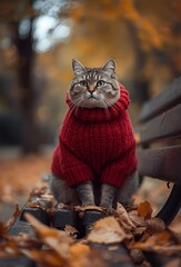cat in the autumn park