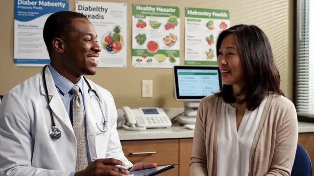 Healthcare Professional Consulting with Patient in Clinic Office Medical Discussion Scene