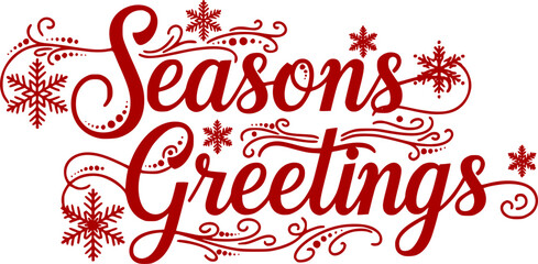 Calligraphic "Seasons Greetings" Snowflake Script Vector
