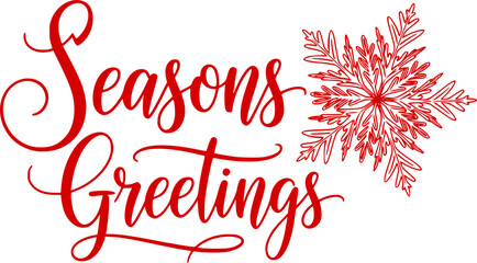 Calligraphic "Seasons Greetings" Snowflake Script Vector

