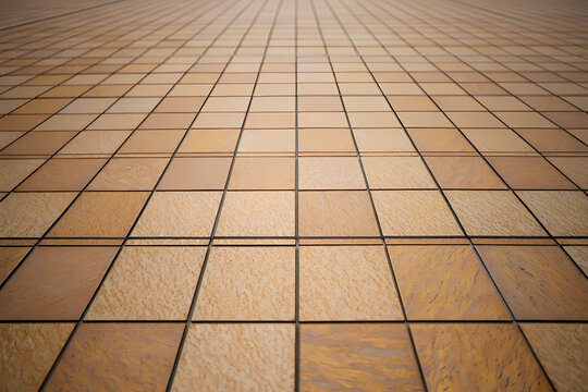 Close up of a tiled floor with a grid pattern, creating a sense of depth and perspective, suitable for backgrounds or textures